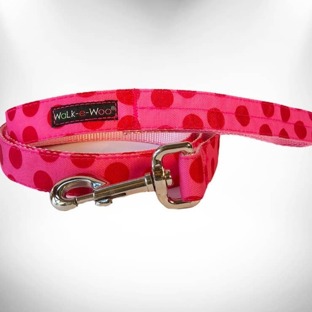 Walk-e-Woo Pink Polka Dot Dog Leash